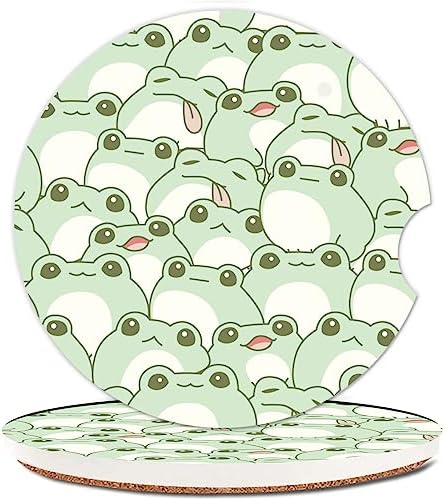 Absorbent Car Cupholder Coaster 2 Pack, Cute Car Coasters by NUGGHU