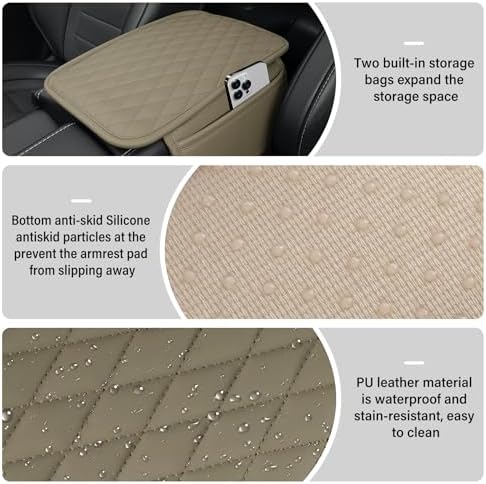 Amiss Car Center Console Cover, Upgraded Leather Car Armrest Cushion - Image 3