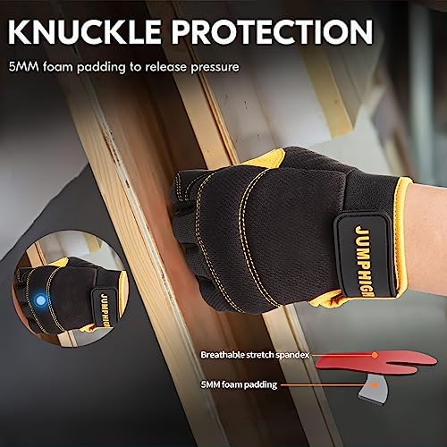 Mens Work Gloves, Synthetic Leather Mechanic Gloves, Touchscreen, Construction - Image 3