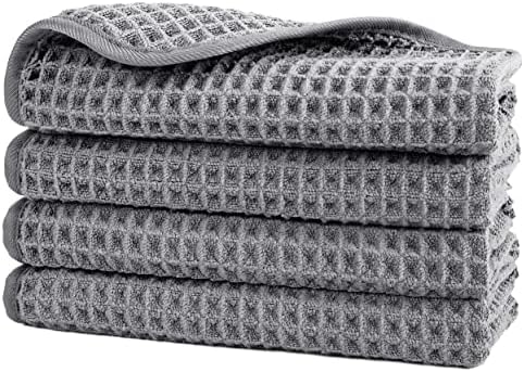 POLYTE 430 GSM Poly Blend Microfiber Waffle Wash Cloth Face Towel, 13x13 in by Polyte
