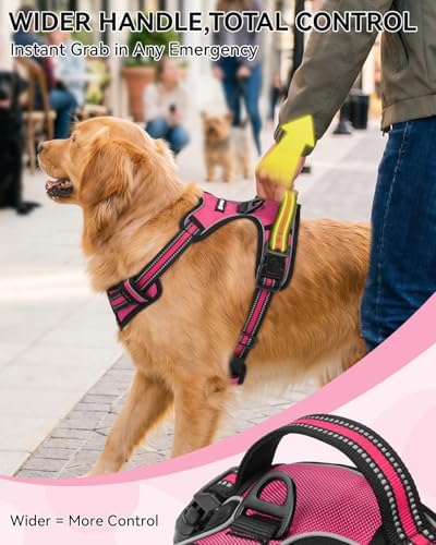 Joytale No Pull Dog Harness & Seat Belt, Easy On 3-Buckle, Hot Pink - Image 5