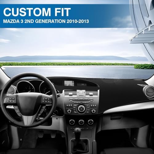KUST Black Dash Cover for 2010 2011 2012 2013 Mazda3 Non-Slip Dashboard Cover - Image 3