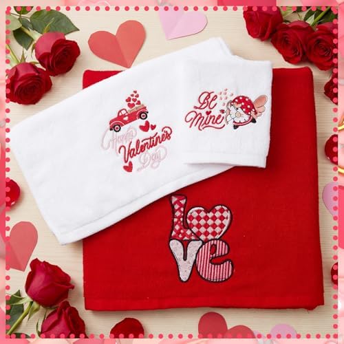 Peryiter 3 Pack Valentine Love Decorative Bath Towel Set - Image 2