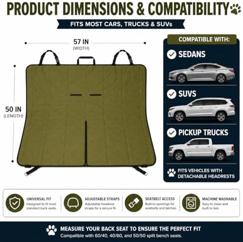 Waterproof Dog Car Seat Cover for Back Seat - Image 4
