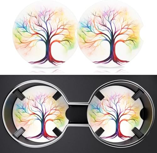 2 Pack Cup Holder Coaster, 2.63inch Anti Slip Insert Absorbent Ceramic Coaster by Heainaiyoo
