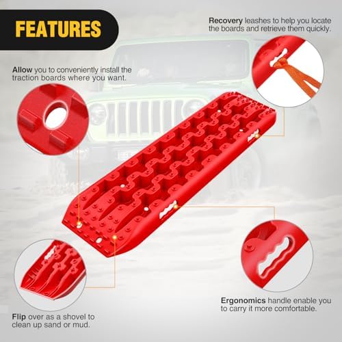 Nilight Recovery Off-road Traction Boards Emergency Tire Mats Red - Image 3