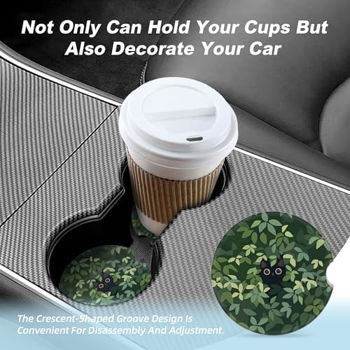 Cat in The Meadow Car Coasters for Cup Holders, 2 Pack Car Cup Holder Coasters - Image 7