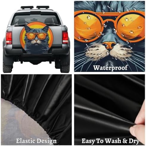 Spare Tire Cover for RV Trailer, Funny Animal Cat Tire Covers Universal Fit for - Image 4