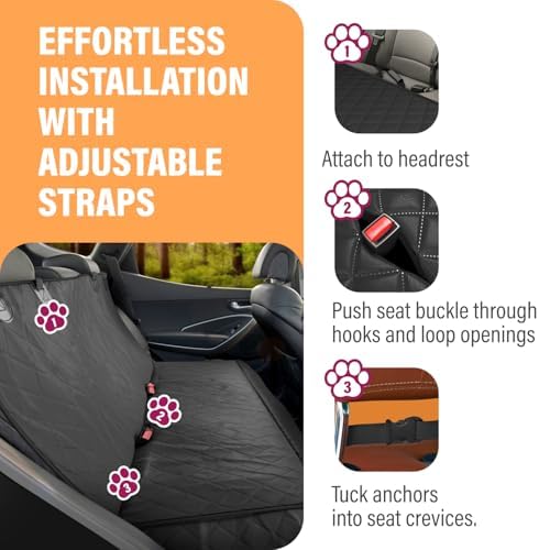 Active Pets Orange XL Dog Car Hammock Back Seat Cover, Waterproof Backseat - Image 3