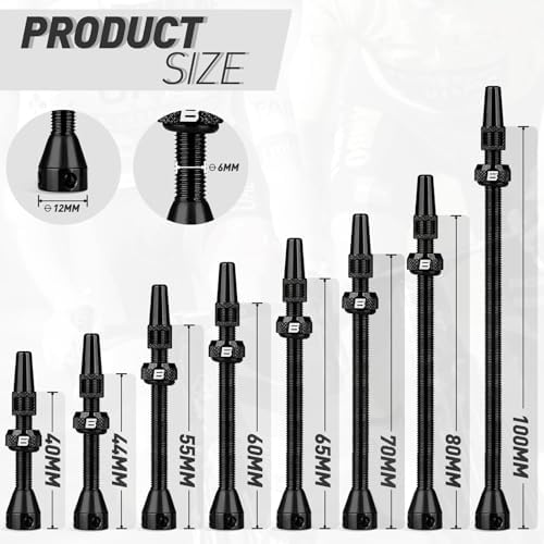 BWSHLF Tubeless Presta Valve Stem 40/44/55/60/65/80/100 mm, Super Light Alloy - Image 3