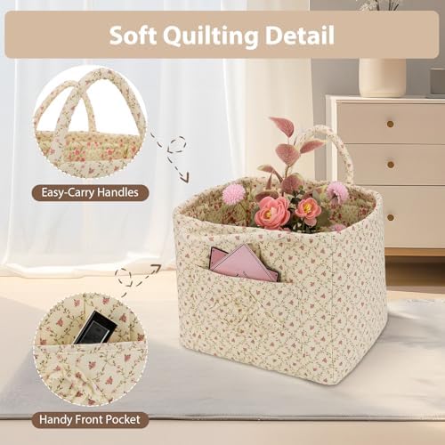 Storage Basket Boho Fabric Large Collapsible Floral Laundry Nursery Hamper - Image 4