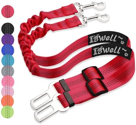 IBWell Dog Seat Belt with Elastic Bungee Leash, Car Seat Belt by IBWell