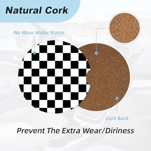 Black White Checkered Car Coasters - Image 4