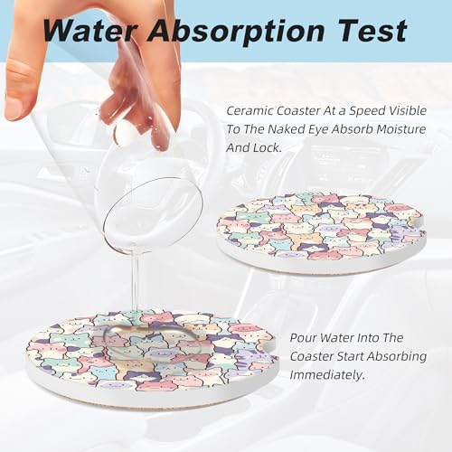 Cute Colorful Cats Car Coasters - Image 5