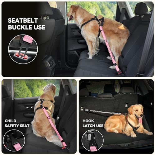 Pawaboo 2Pack Dog Car Seatbelt, 3-in-1 Dog Tether - Image 4