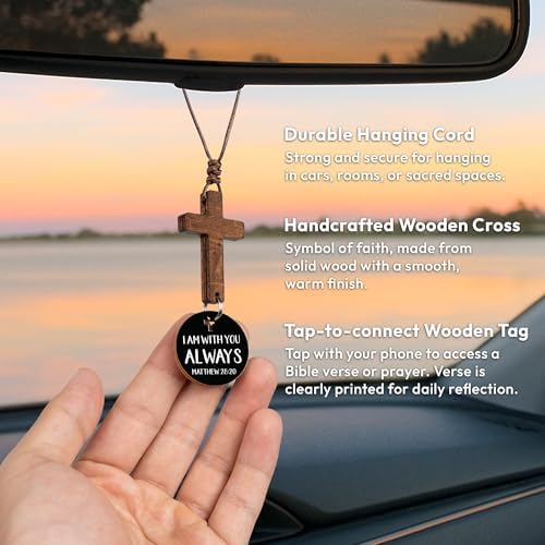 Christian Gifts for Men, Daily Bible Verse Cross for Car Mirror Hanging - Image 3