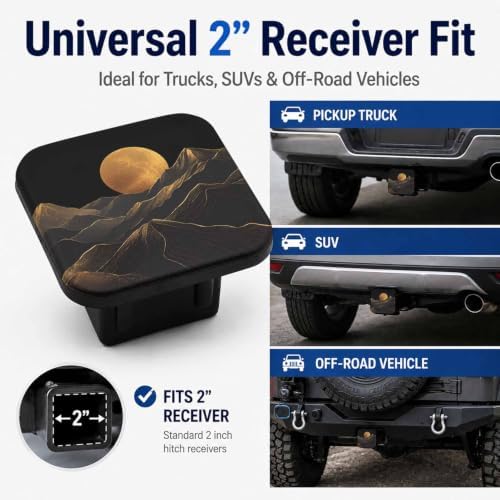 Golden Mountain Sunset 2" Hitch Cover, Rubber Towing Hitch Covers Hitch - Image 4
