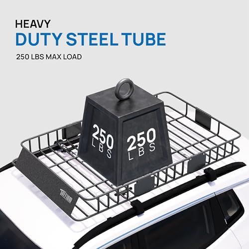 TUFFIOM 64"x 39"x 6" Extendable Rooftop Cargo Carrier Basket, Universal Steel - Image 2