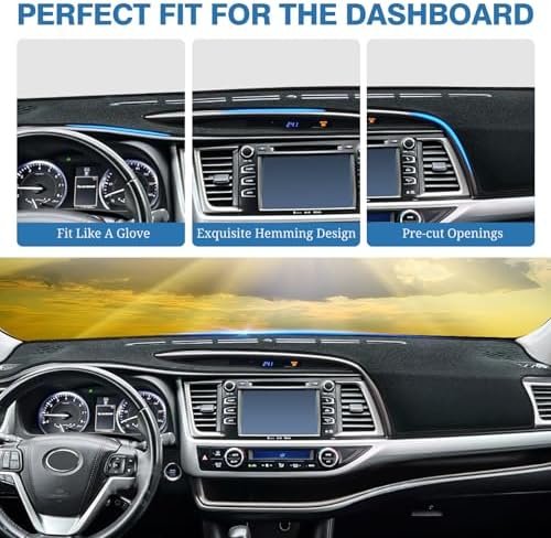 FIILINES Dash Cover for 2014-2019 Toyota Highlander, Dashboard Mat Exact Fit - Image 4