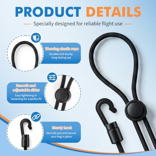 Seat Bag Strap for Airplane Travel, Small Bungee Cords - Image 2