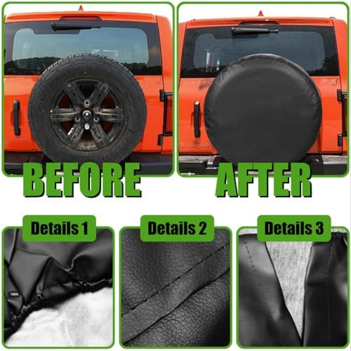 15 Inch Spare Tire Cover Waterproof Dustproof PU Leather Tough Tire Wheel Cover - Image 5