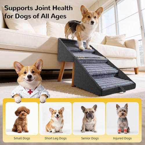 17.13" H Dog Ramp for Couch, 2-in-1 Pet Stairs & Ottoman - Image 5