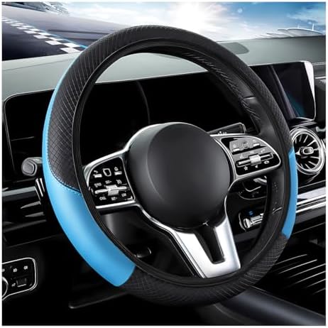 DXNQ Car Steering Wheel Cover, 15 Inch Carbon Fiber Leather Stitching Color by DXNQ