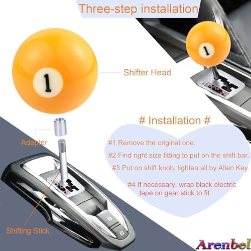1 Ball Billiard Shift Knob Polished Car Racing Gear Shifter Grip - Image 4