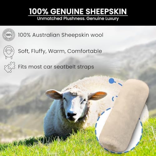 Andalus Genuine Sheepskin Car Seat Belt Cover Pad – Soft Fuzzy, Comfy Fluffy - Image 2