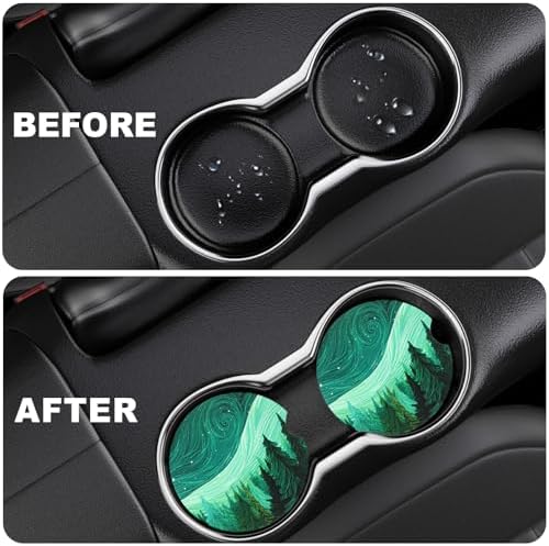 2 Pack Car Cup Holder Coaster, 2.63 inch Anti Slip Insert Absorbent Ceramic Car - Image 5