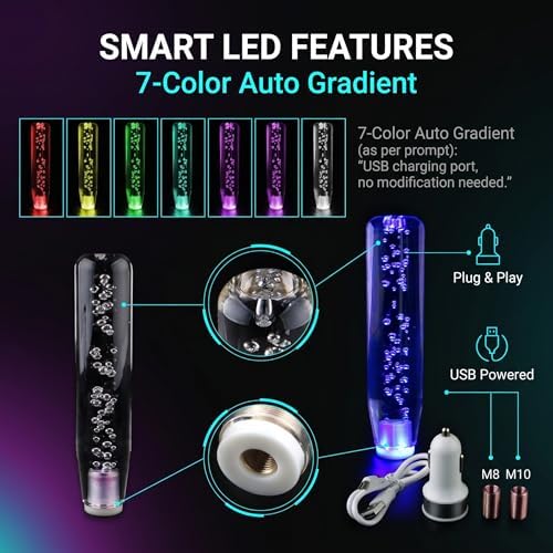 1 PC Car LED Luminous Crystal Gear Shifter, Colorful Bubble Light Shift Knob - Image 5