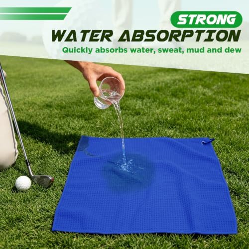Golf Towel 3 Pack 16" X 16" Microfiber Waffle Pattern Golf Cleaning Towel - Image 5