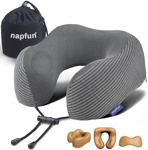 napfun Neck Pillow for Travel, Memory Foam Airplane Pillow, Dark Gray by NAPFUN