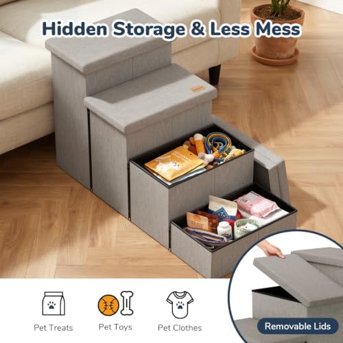 4-Step Wide Dog Stairs with Storage 23" H, Non-Slip Sturdy Pet Steps - Image 6
