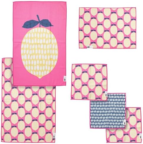Ritz 6-Piece Speckled Lemon Microfiber Kitchen Set – Retro Citron Grove by RITZ