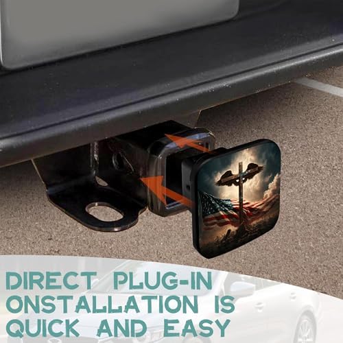 Trailer Hitch Cover, American Flag Angel Wing Tow Hitch Cover - Image 6