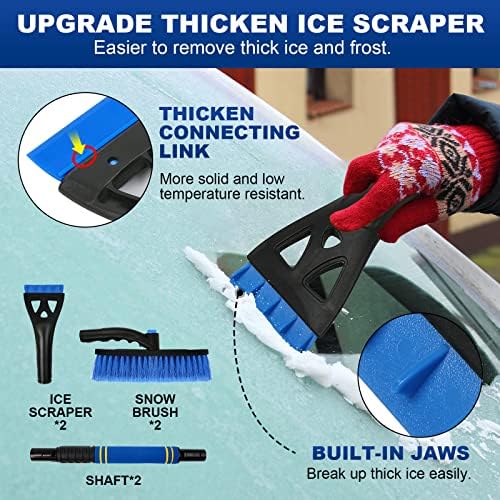 BFONS 2Pack Ice Scrapers for Car Windshield, 2-in-1 Snow Scraper and Snow Brush - Image 3