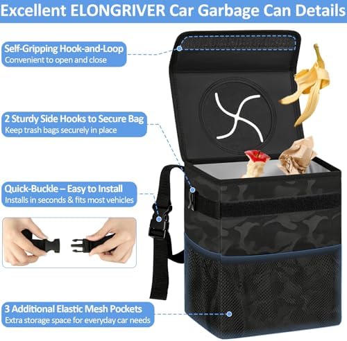 ELONGRIVER Leak Proof Car Trash Can - Image 4