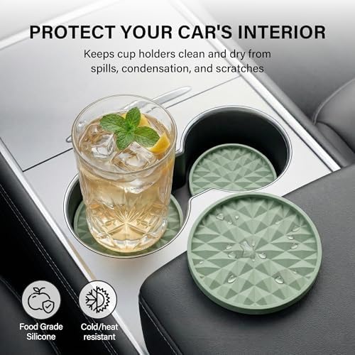 Silicone Car Coasters Set of 4, 3.15" Cup Holder Mats - Image 3