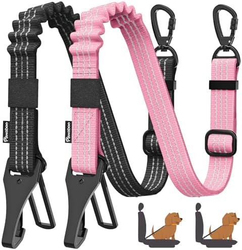 Pawaboo 2Pack Dog Car Seatbelt, 3-in-1 Dog Tether by Pawaboo