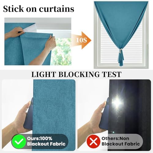 100% Blackout Adhesive Blackout Curtains- Self Stick Shades Window Blinds - Image 2
