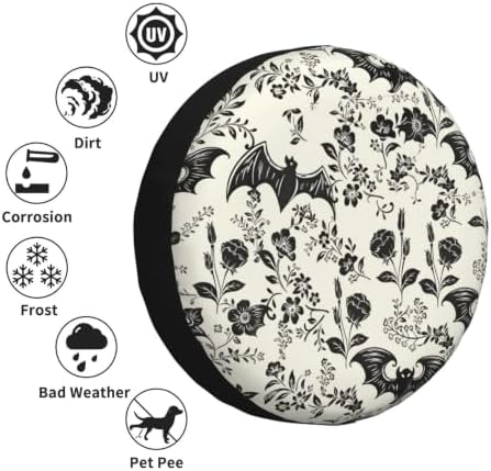 Bat Flower Spare Tire Cover Waterproof Wheel Cover 17 Inch Universal Fit - Image 6
