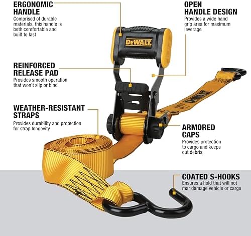 DEWALT 1.25"×12'×1, 800 lbs Light-Duty Ratchet Strap - Image 2