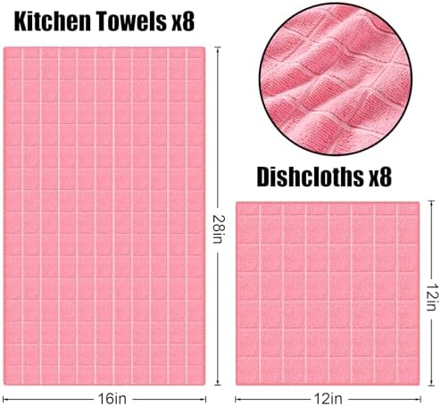 Homaxy Microfiber Kitchen Towels and Dishcloths Sets, 16 Pack - Image 6