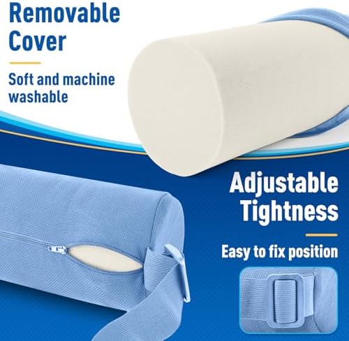 CushZone Memory Foam Lumbar Roll Support Pillow, Light Blue - Image 4