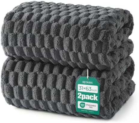 REDKISS Charcoal Gray Microfiber Bath Towels Lagre, 2 Pack by REDKISSOnline