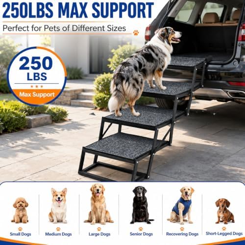 Dog Stairs for Large Dogs, Supports 250 lbs - Image 3