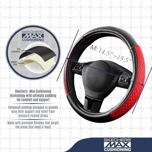 Skechers Steering Wheel Cover, Max Cushioning Leather Steering Wheel Cover - Image 4