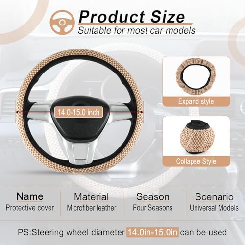 Alpmosn Elastic Stretch Steering Wheel Cover, Breathable Microfiber Ice Silk - Image 2