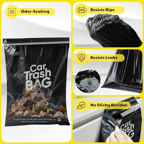50 Bags Hanging Car Trash Bags Disposable, 2 Gallon Car Garbage Bags. Black - Image 6